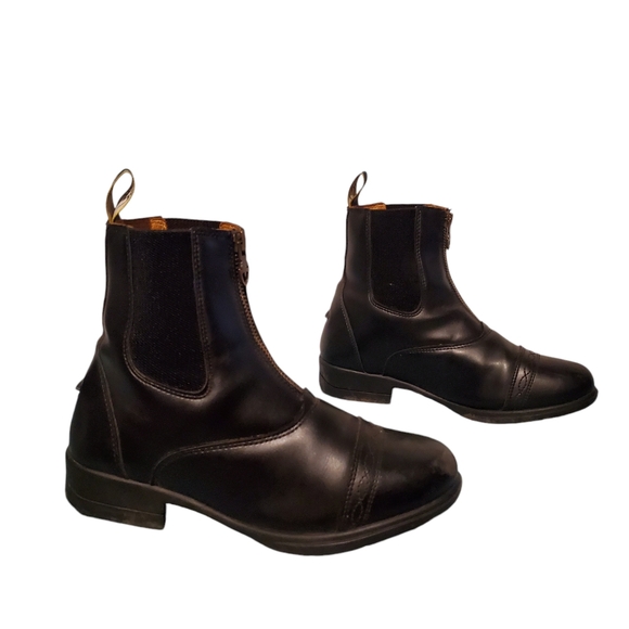 Moretta Faux Black Leather Zip Ankle Booties Boots Women's Size 6 - Picture 2 of 10